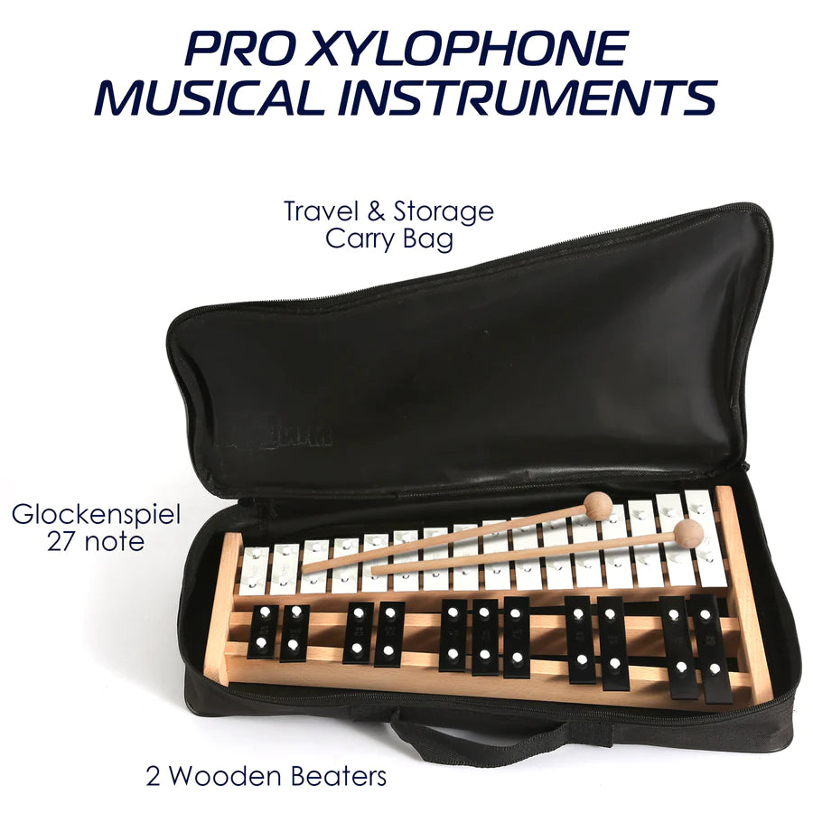 Glockenspiel Xylophone 27 Note Black & White Metal Keys