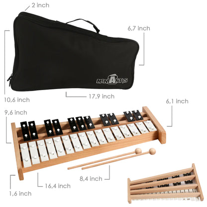 Glockenspiel Xylophone 27 Note Black & White Metal Keys