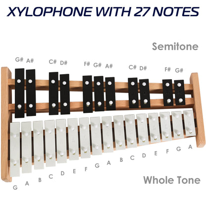 Glockenspiel Xylophone 27 Note Black & White Metal Keys