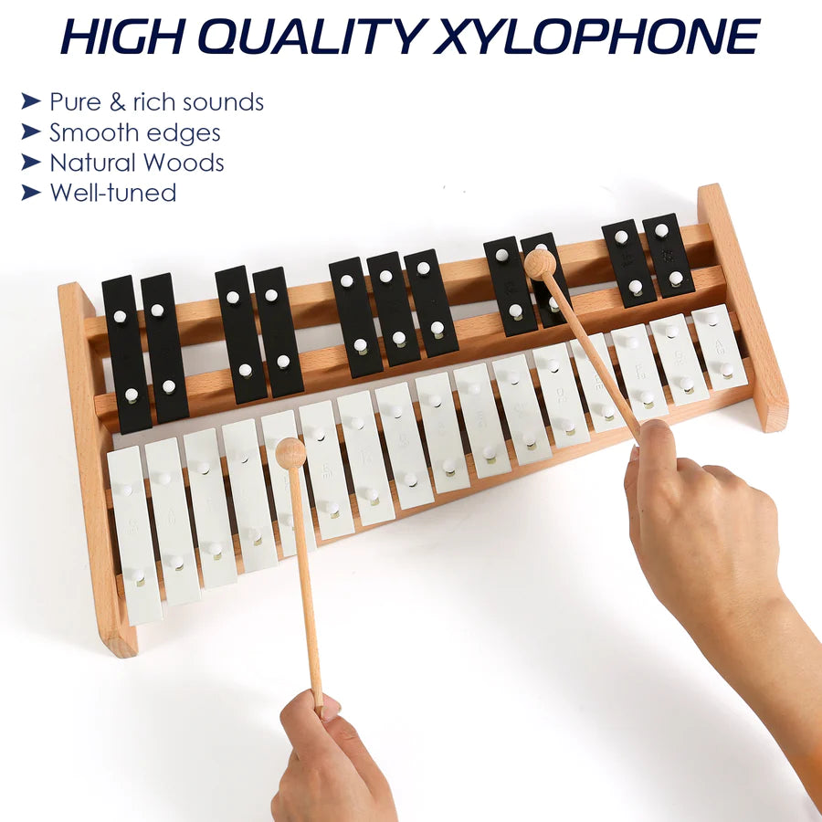 Glockenspiel Xylophone 27 Note Black & White Metal Keys